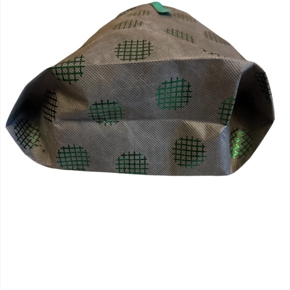 Gift Bag Large Gray with Green Polka Dots Ribbon Tie - Picture 3 of 4